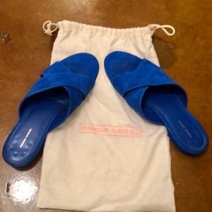 Mansur Gavriel Electric Blue Suede Flat Sandals